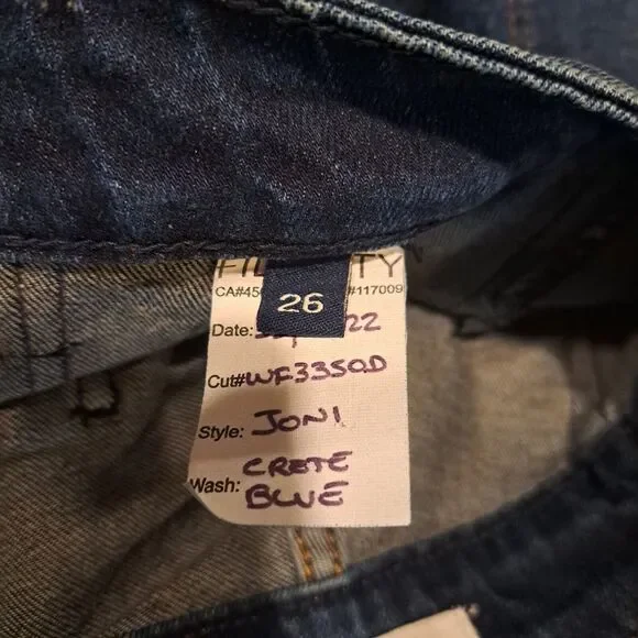 Fidelity Anthropologie Joni Jeans Crete Blue Stretch Women's 26 Made In USA - Picture 11 of 14
